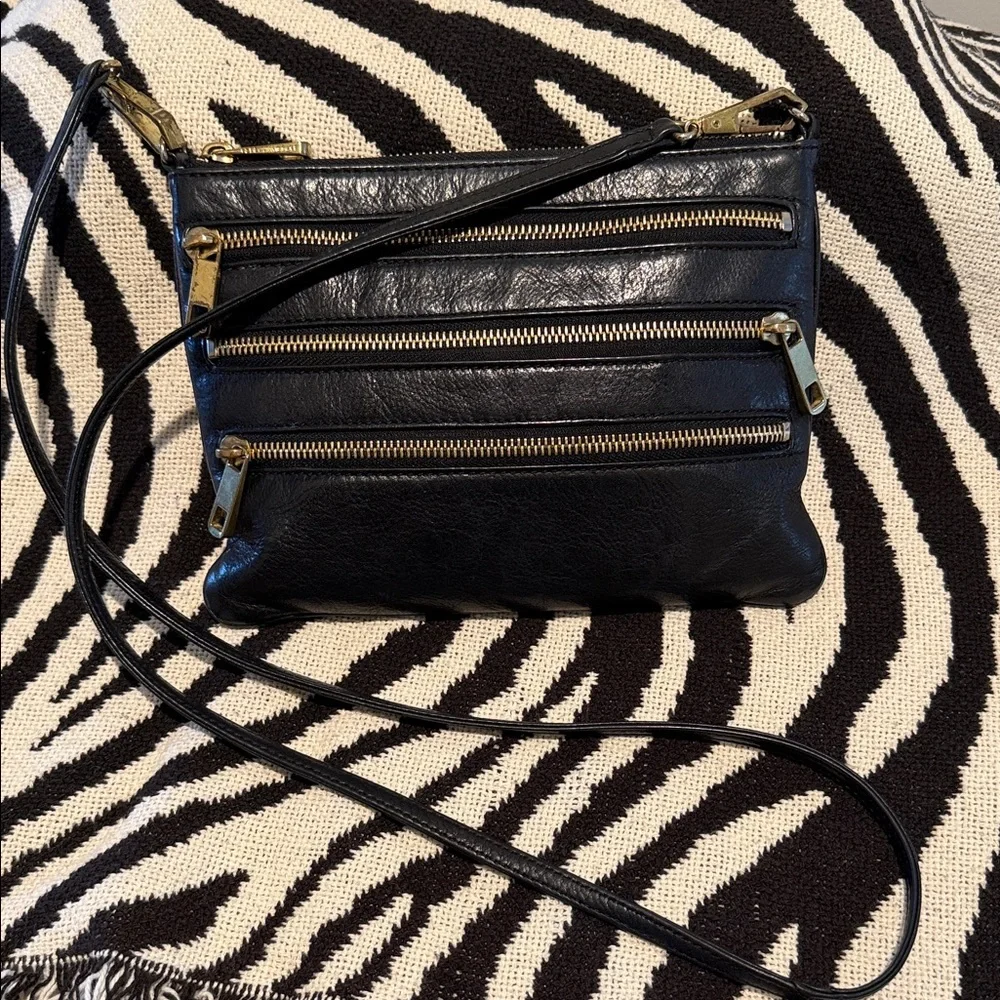 Vintage Rebecca Minkoff Black Leather Rockstar Elegant Crossbody Gold Hardware